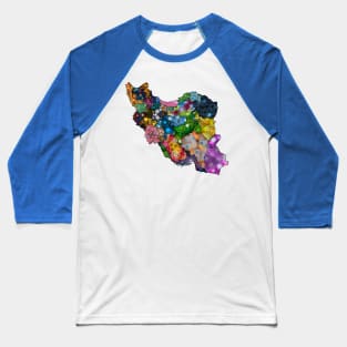 Spirograph Patterned Iran Counties Map Baseball T-Shirt